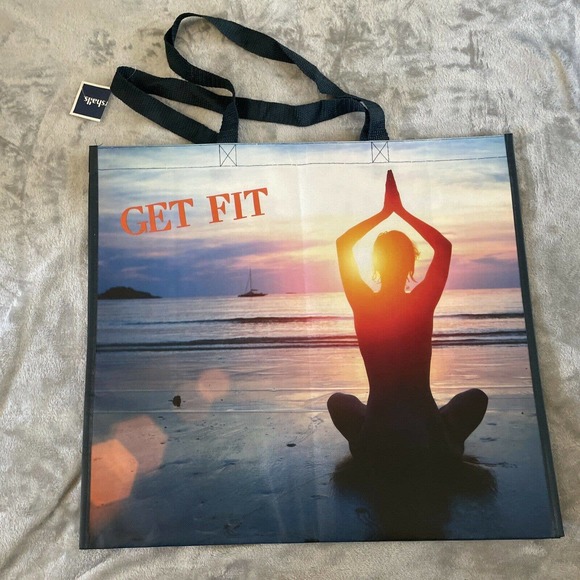 NEW Marshalls Shopping Bag Reusable Tote Large Yoga Beach Get Fit Namaste - Picture 1 of 3